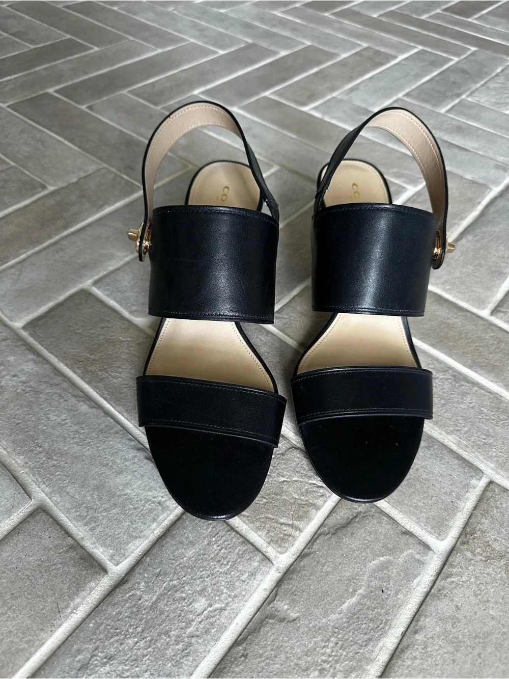 COACH Black Marla Leather Slingback Heeled Sandals Size 10 Never Worn